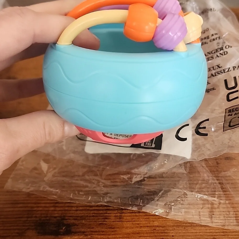 Cute Blue Elephant Toy with Colorful Handles With Ball Toy For Infants Grasping